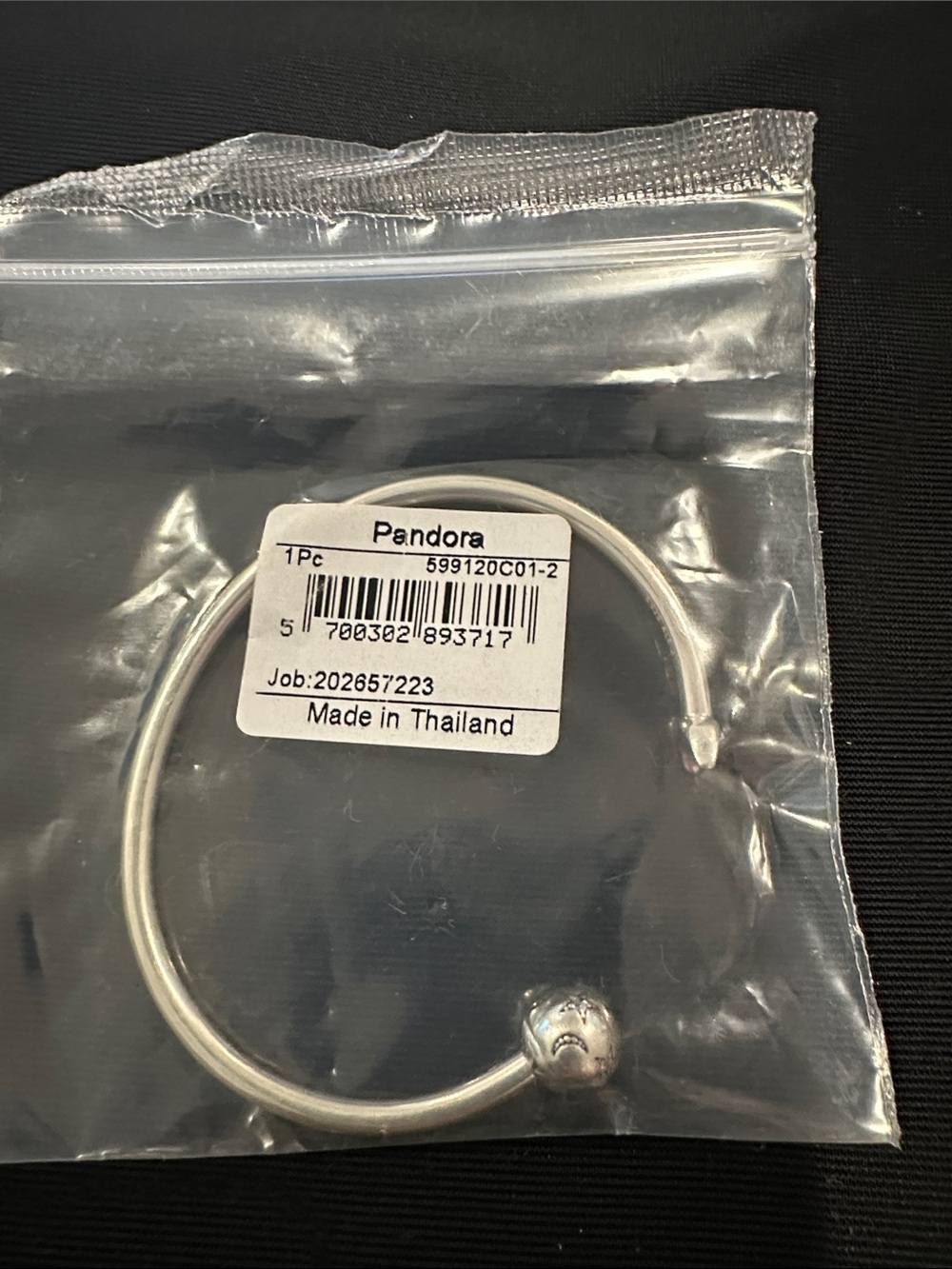 Genuine Pandora Sterling Silver Open Bangle with Signature Bead